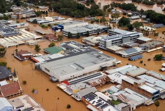 buildings in floodwater