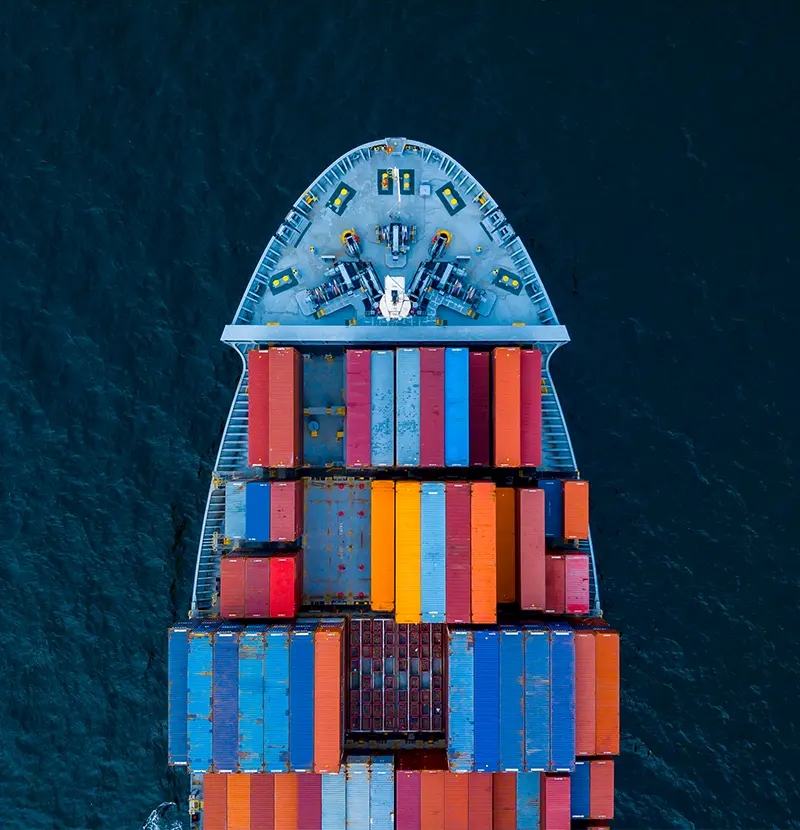 cargo ship with colorful shipping containers