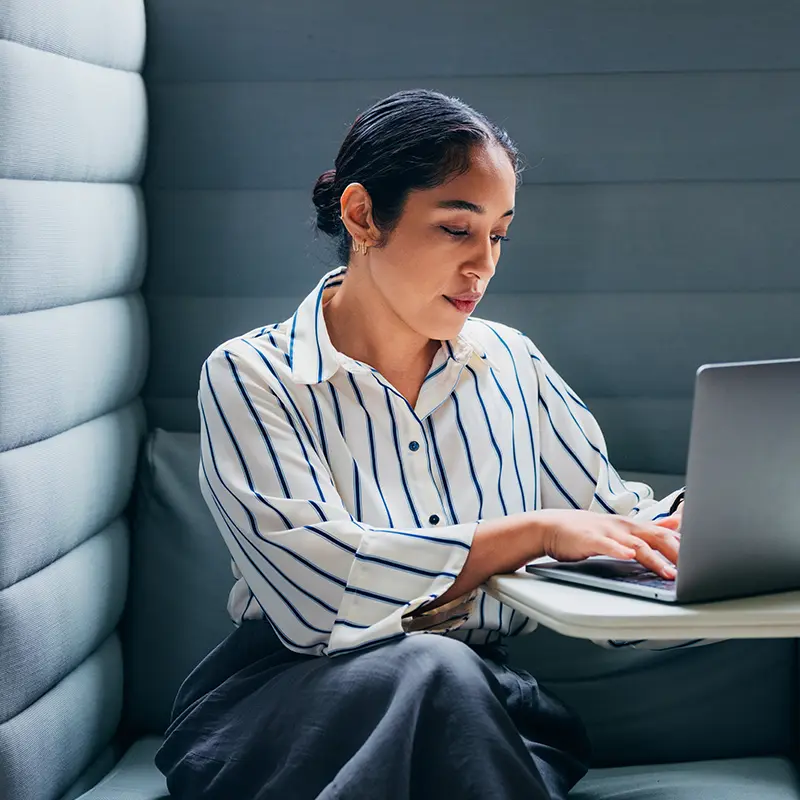 woman using computer