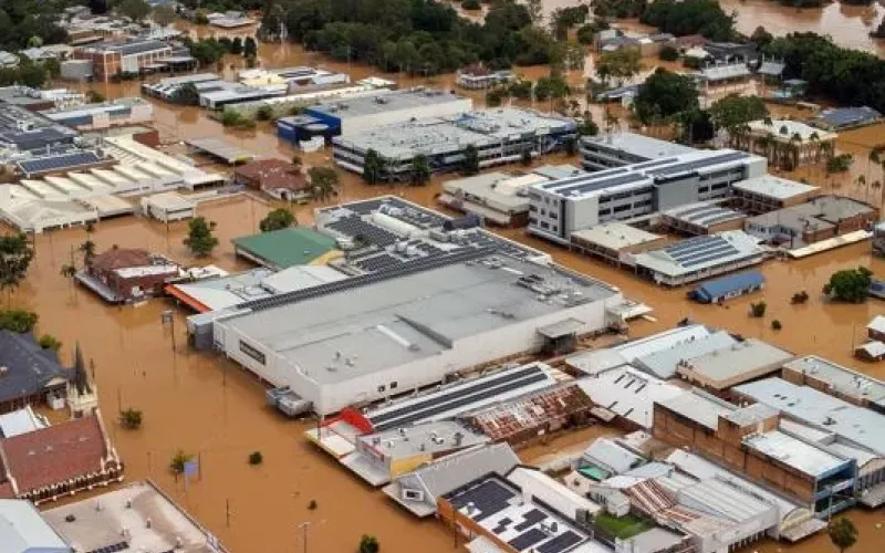 buildings in floodwater