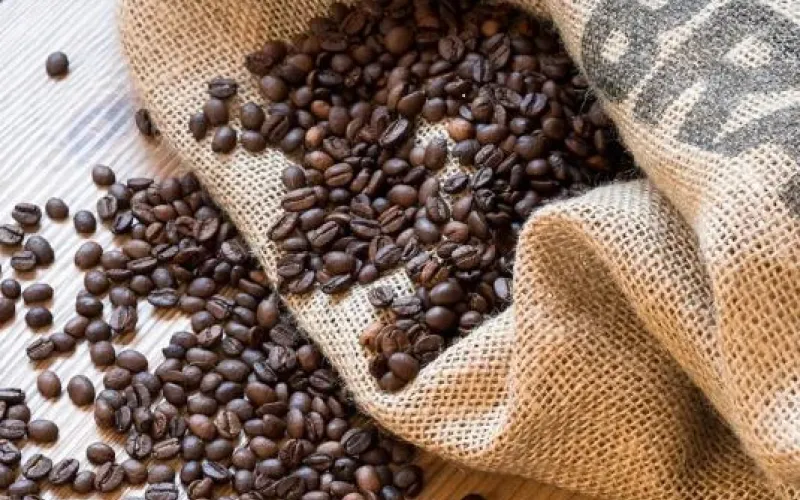 coffee beans on a burlap sack
